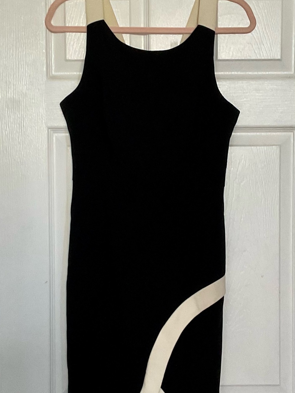 Black Halo Black and Cream Two-Tone Sleeveless Midi Dress